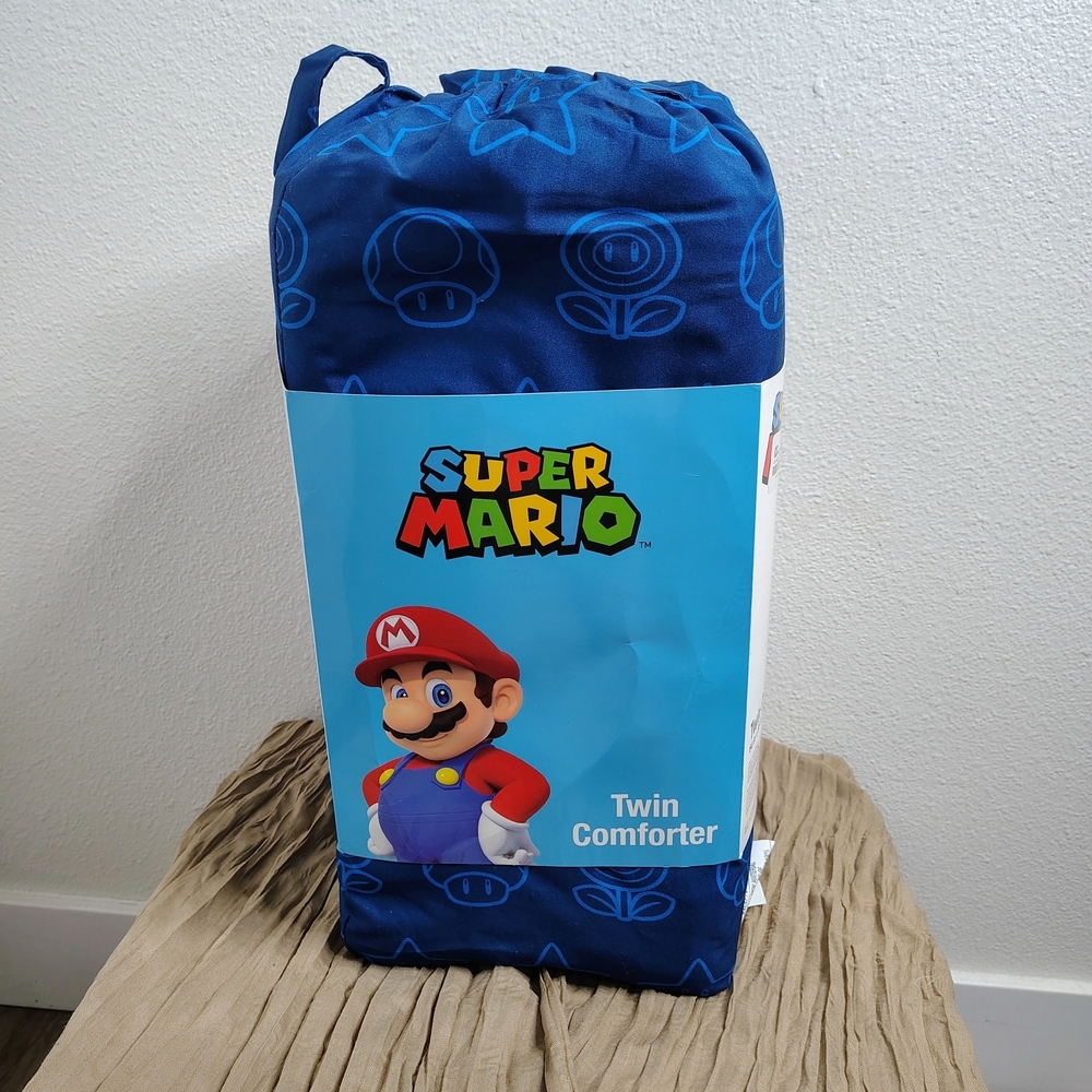 Nintendo Super Mario Twin Comforter Kids Bedding Blue 64x86 Soft - Picture 3 of 12